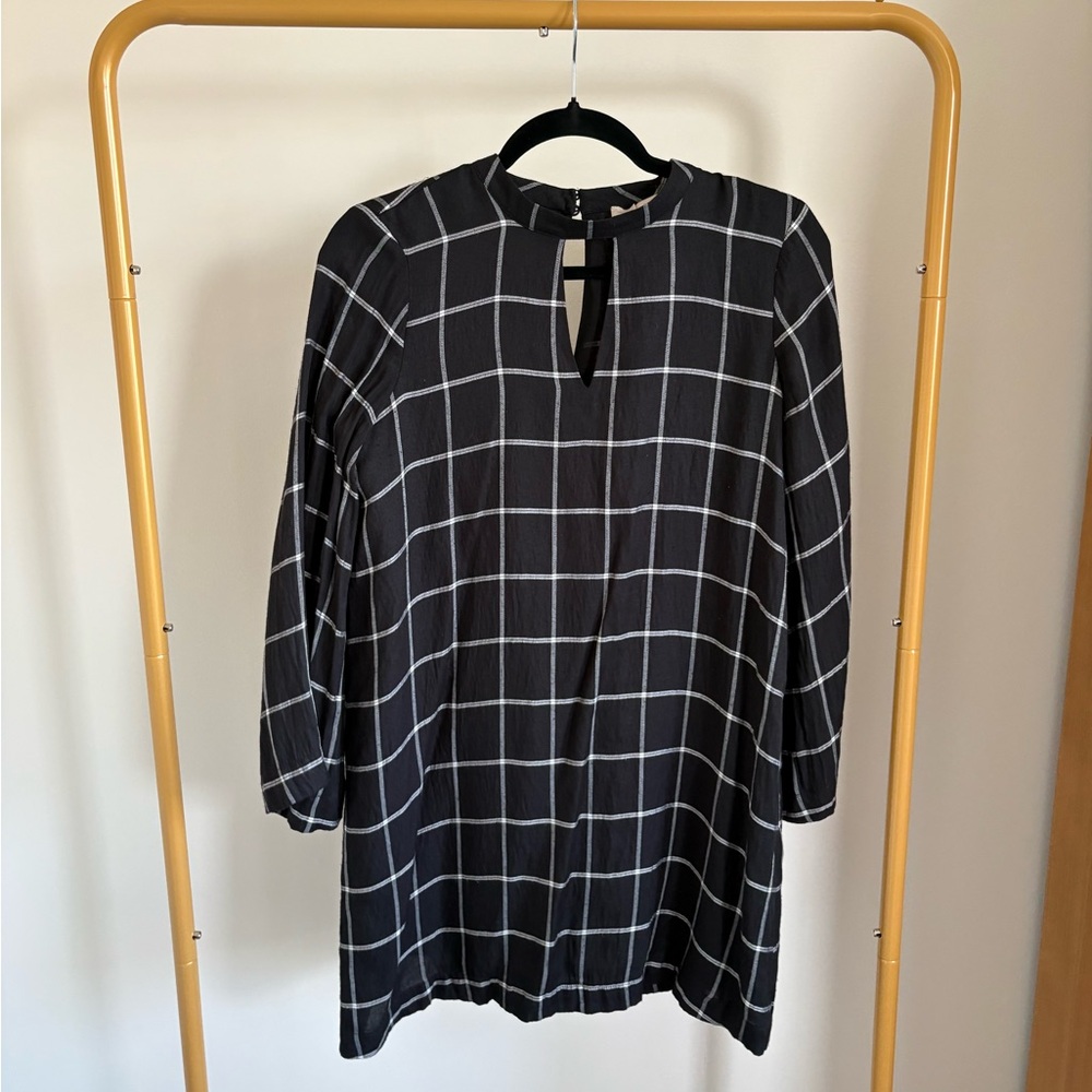 LOFT Black and White Plaid Top